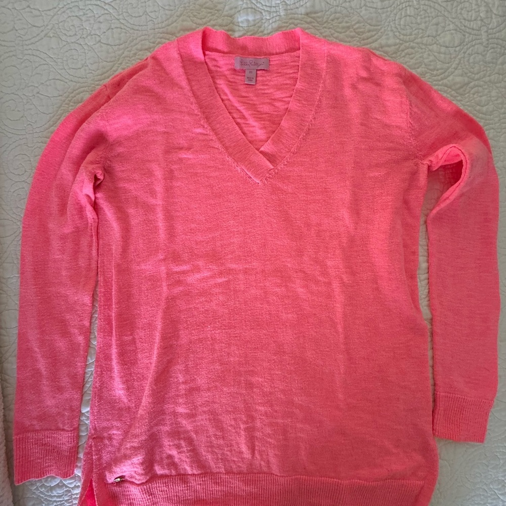 Lilly Pulitzer Lightweight V-Neck Pink Sweater